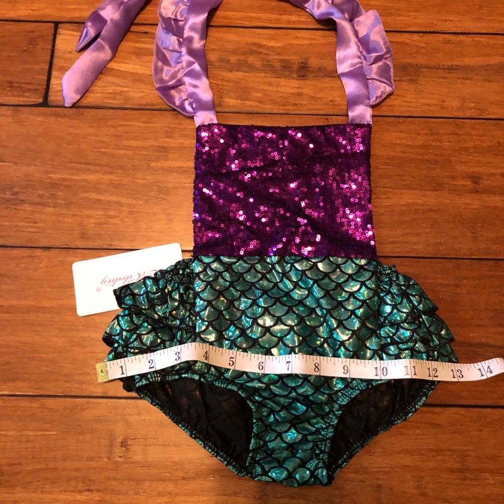 Mermaid outfit baby girl girls cute green purple - Picture 7 of 8